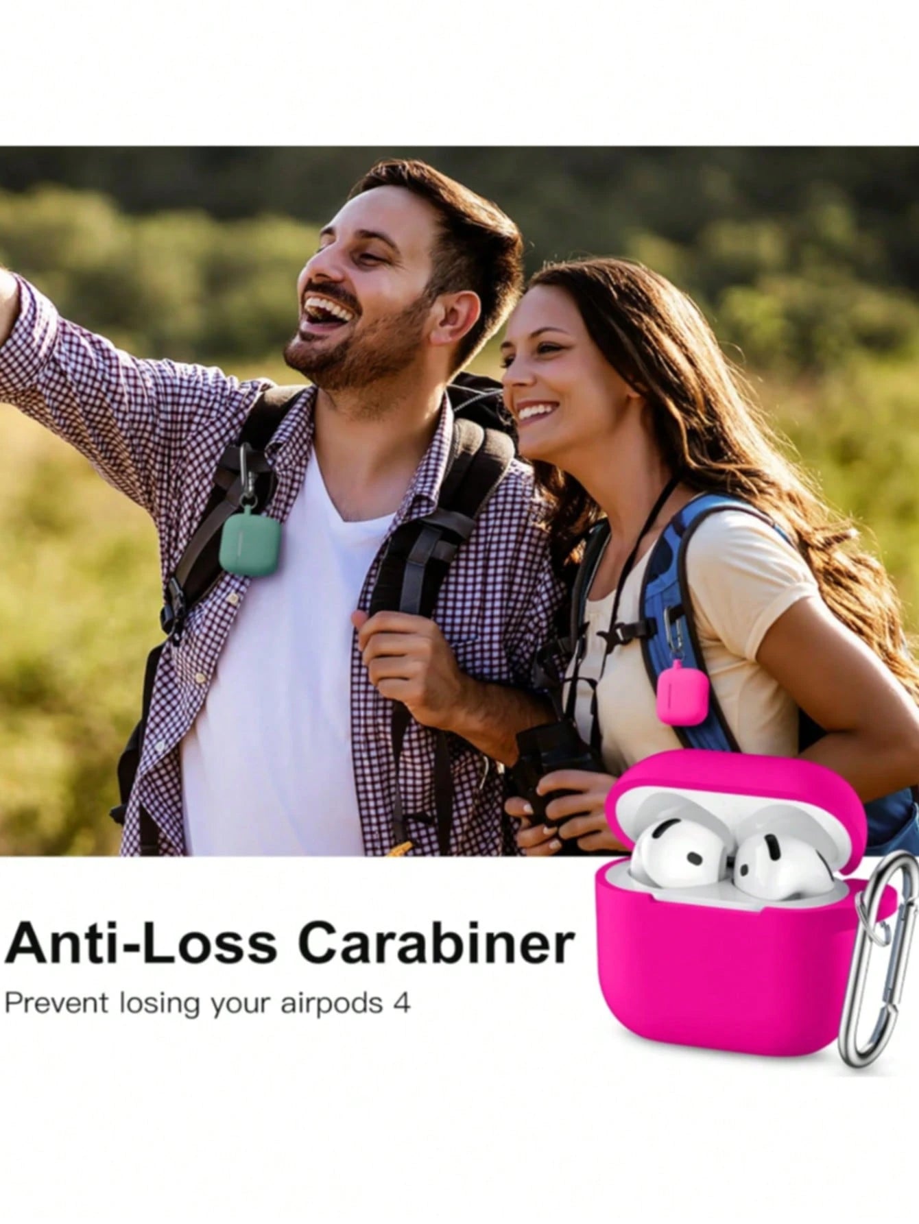 Solid Color Pink Silicone 1pc Silicone Case + Track-Shaped Round Buckle Earphone Case Compatible With Apple 1/2/3, Pro/Pro 2/Pro 3, Anti-Drop Protection, New 4th Generation Spring Easter Gift