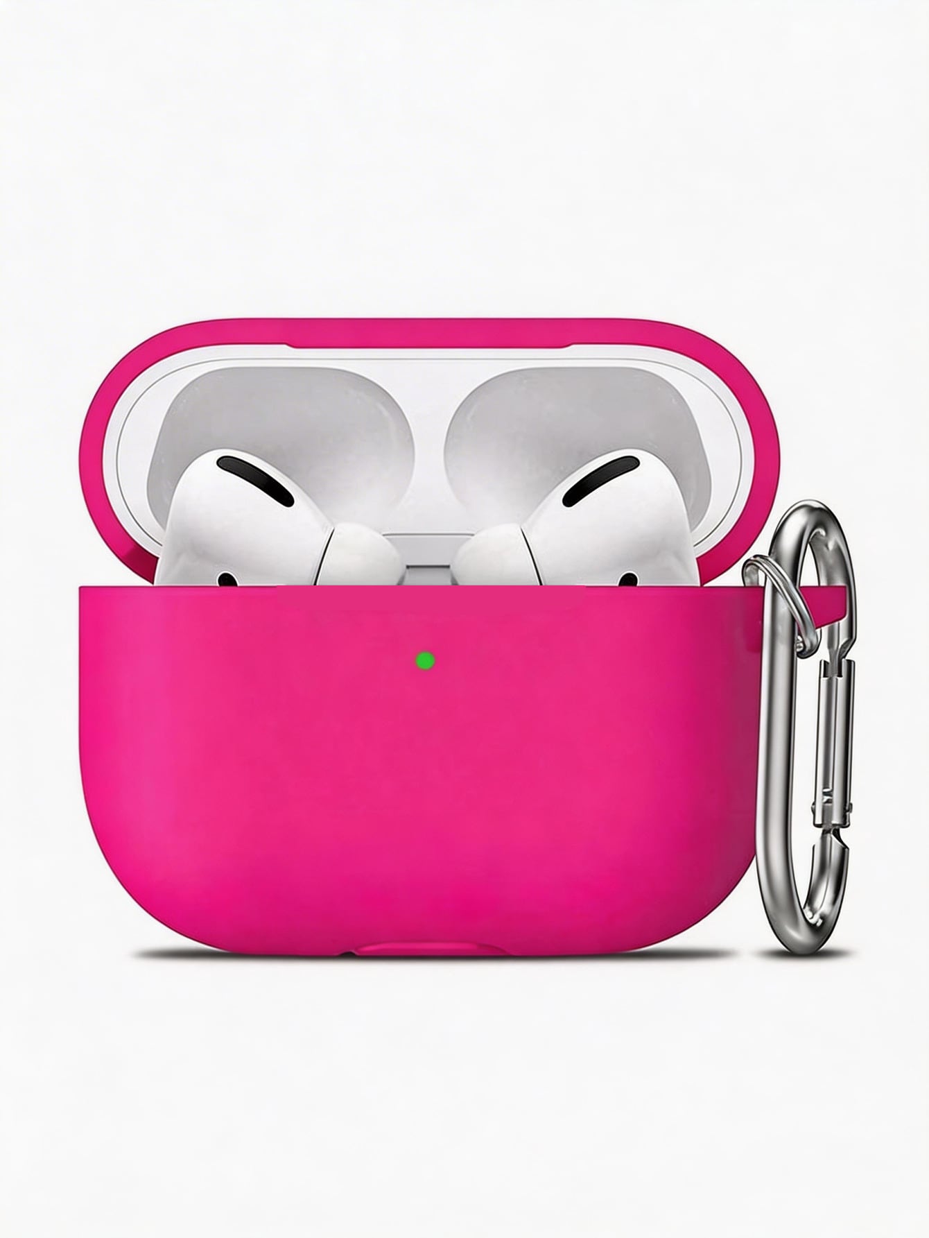 Solid Color Pink Silicone 1pc Silicone Case + Track-Shaped Round Buckle Earphone Case Compatible With Apple 1/2/3, Pro/Pro 2/Pro 3, Anti-Drop Protection, New 4th Generation Spring Easter Gift