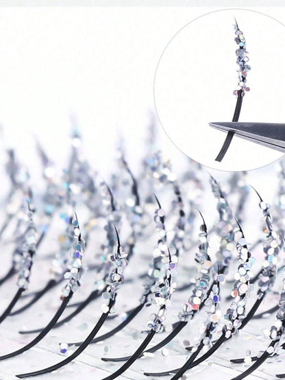Sparkling Silver Glitter Fairy Lashes Individual Segmented Cluster Eyelashes DIY Self Adhesive Volume False Lashes Festival Cosplay Makeup