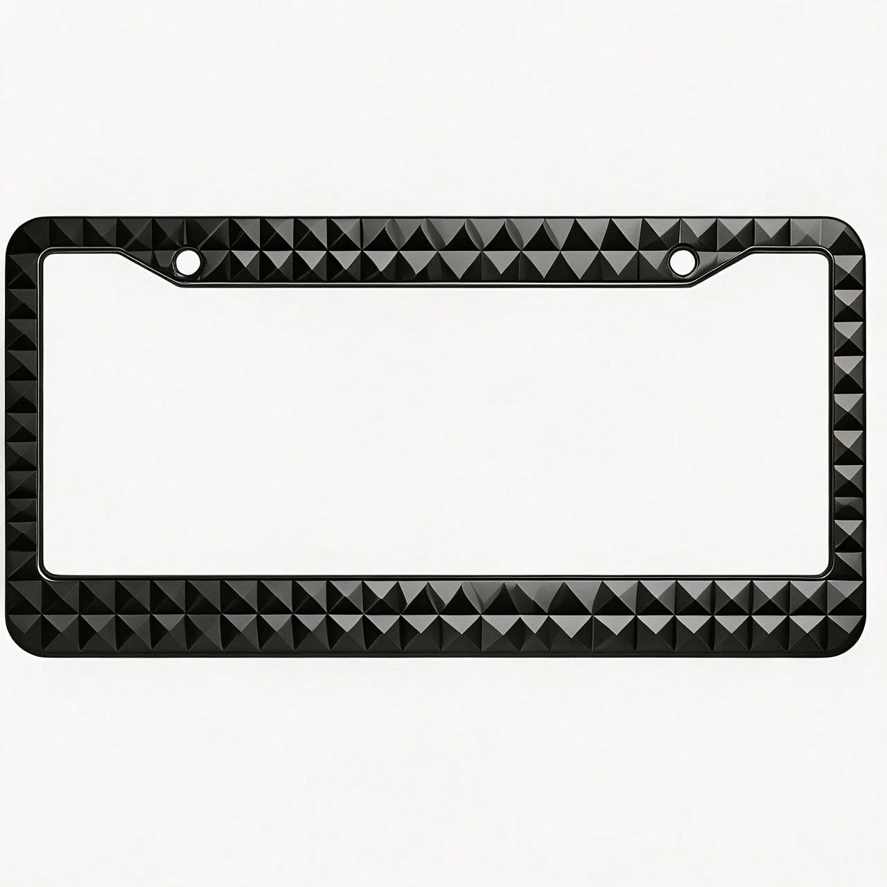 Specially Designed For Decorative License Plate Frames, Square Aluminum Black 3D Pyramid Nail Pattern Car License Plate Holder, Car Modification, 12.2X 6.3inch Rust-Proof Metal License Plate Sign With