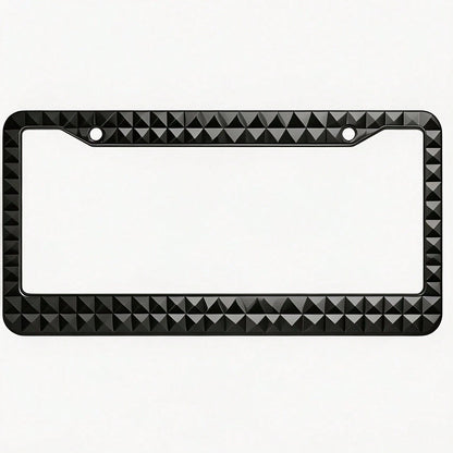 Specially Designed For Decorative License Plate Frames, Square Aluminum Black 3D Pyramid Nail Pattern Car License Plate Holder, Car Modification, 12.2X 6.3inch Rust-Proof Metal License Plate Sign With