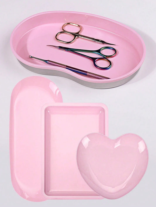 Stainless Steel Disinfection Curved Tray, Kidney-Shaped Tray, Square Tray, Heart-Shaped Tray, Oval Tray, Heat-Resistant, Portable Disinfection Tray For Nail Art Tools, Nail Art Tool Disinfection Tray