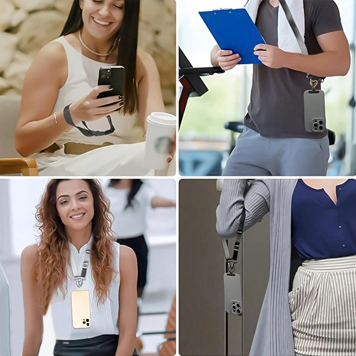 Stainless Steel Heart-Shaped Spring Clip & Strap Combo| 360° Rotatable Ultra-Thin Metal Plate, Suitable For Phone Lanyards, Universal Phone Accessories
