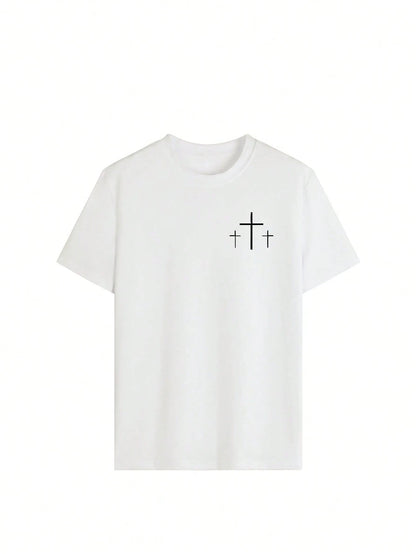 Standard "Faith Overcomes Fear" Christian Inspirational Graphic T-Shirt, Comfortable 2026 Casual Short Sleeve Crew Neck Faith Apparel Black Summer