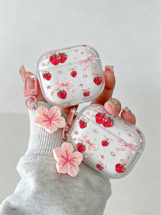 Strawberry Painted Transparent Additional Bracelet Fashion Bluetooth Earphone Case Suitable For Painted Transparent Fashion Bluetooth Earphone Case Suitable For S4 Protective Case Apple Wireless Bluet