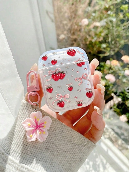 Strawberry Painted Transparent Additional Bracelet Fashion Bluetooth Earphone Case Suitable For Painted Transparent Fashion Bluetooth Earphone Case Suitable For S4 Protective Case Apple Wireless Bluet