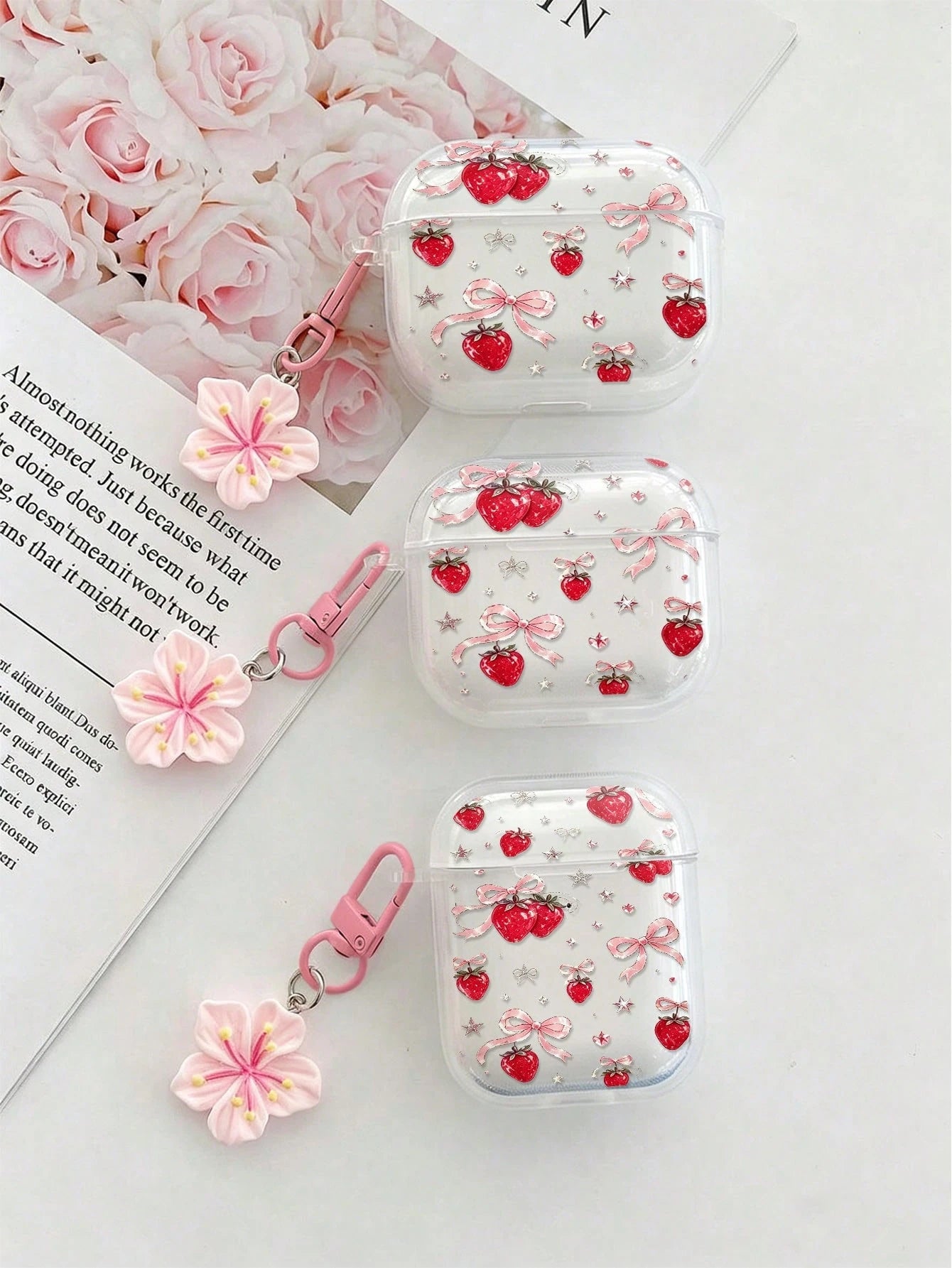 Strawberry Painted Transparent Additional Bracelet Fashion Bluetooth Earphone Case Suitable For Painted Transparent Fashion Bluetooth Earphone Case Suitable For S4 Protective Case Apple Wireless Bluet
