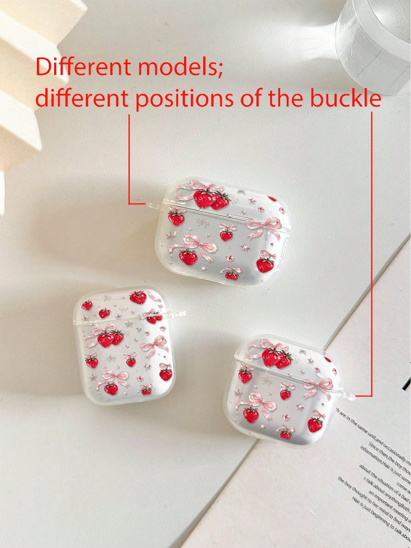 Strawberry Painted Transparent Additional Bracelet Fashion Bluetooth Earphone Case Suitable For Painted Transparent Fashion Bluetooth Earphone Case Suitable For S4 Protective Case Apple Wireless Bluet