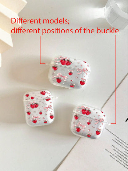 Strawberry Painted Transparent Additional Bracelet Fashion Bluetooth Earphone Case Suitable For Painted Transparent Fashion Bluetooth Earphone Case Suitable For S4 Protective Case Apple Wireless Bluet