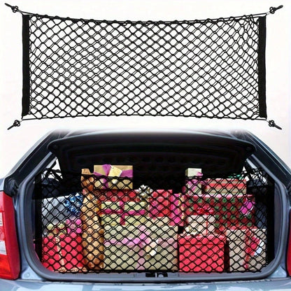[Stretchable Net For Car Trunk] Stretchable Car Trunk Organizer Net With Hooks- Nylon Cargo Storage For Pickup Trucks, SUVs & Cars
