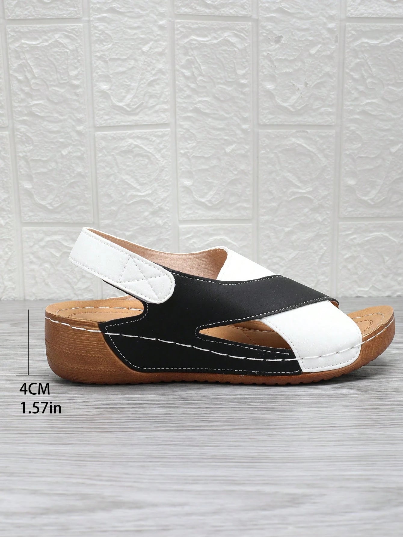 Style Women's Open Toe Back, Lightweight Stitched Casual Comfortable Wedge Heel Thick Bottom Platform Sandals (Polyurethane Sole With Small Holes)