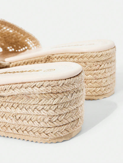 Styleloop Women's Woven Rope Platform Wedge Sandals, Vacation Style BOHO Chic Retro American Western Music Festival Party Outfit For Christmas Vacation Outfits Travel Essentials Summer Shoes