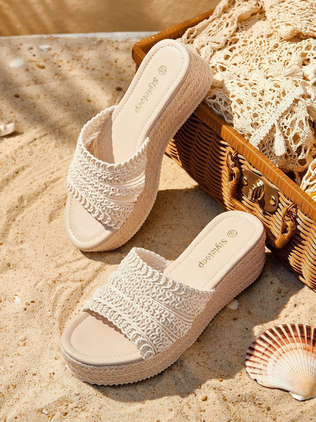 Styleloop Women's Woven Rope Platform Wedge Sandals, Vacation Style BOHO Chic Retro American Western Music Festival Party Outfit For Christmas Vacation Outfits Travel Essentials Summer Shoes