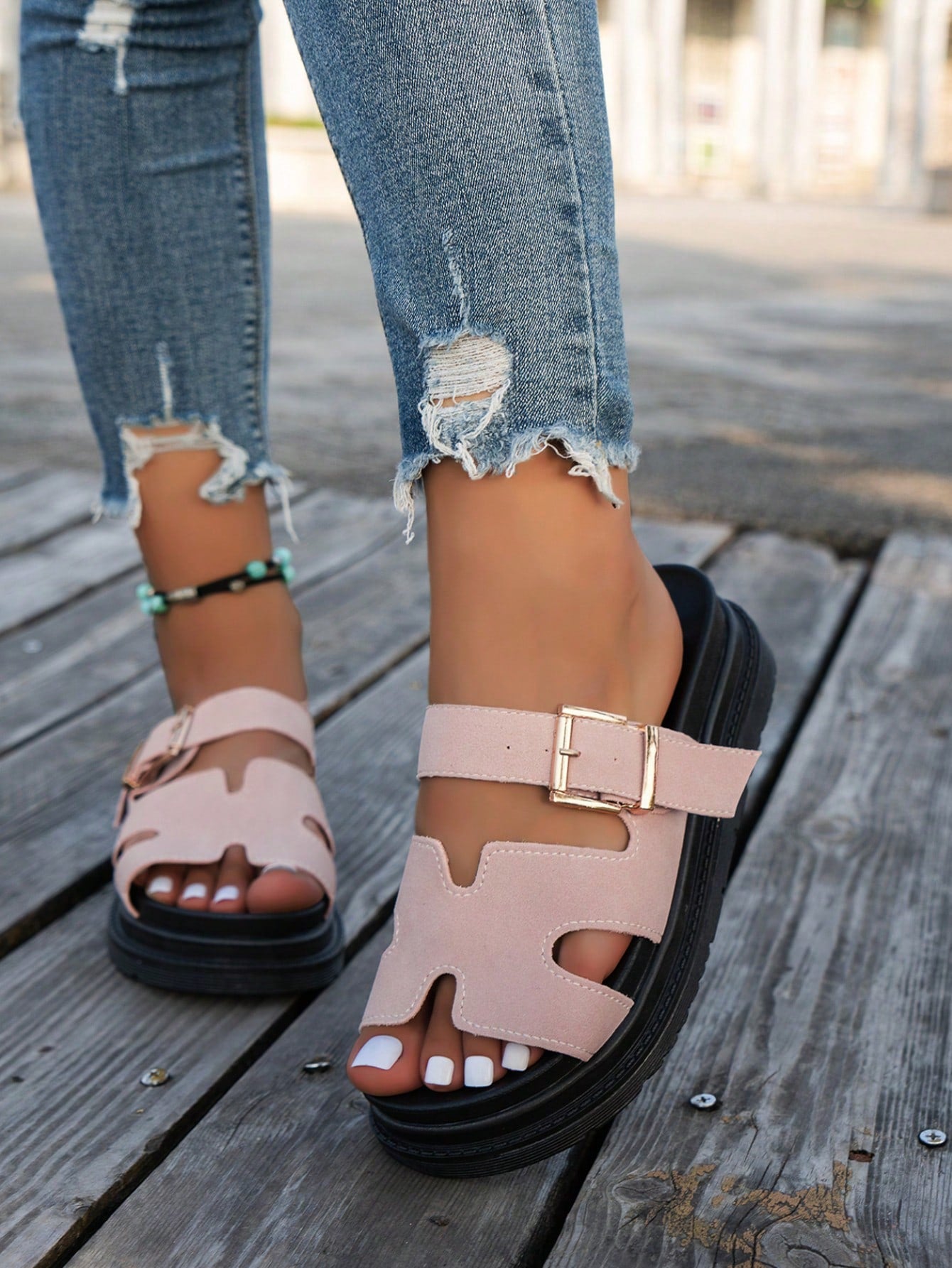 Summer New 2025 Fashion Versatile Sandals For Women Size 36-43, Plus Size Non-Slip Durable Casual Slides, Minimalist