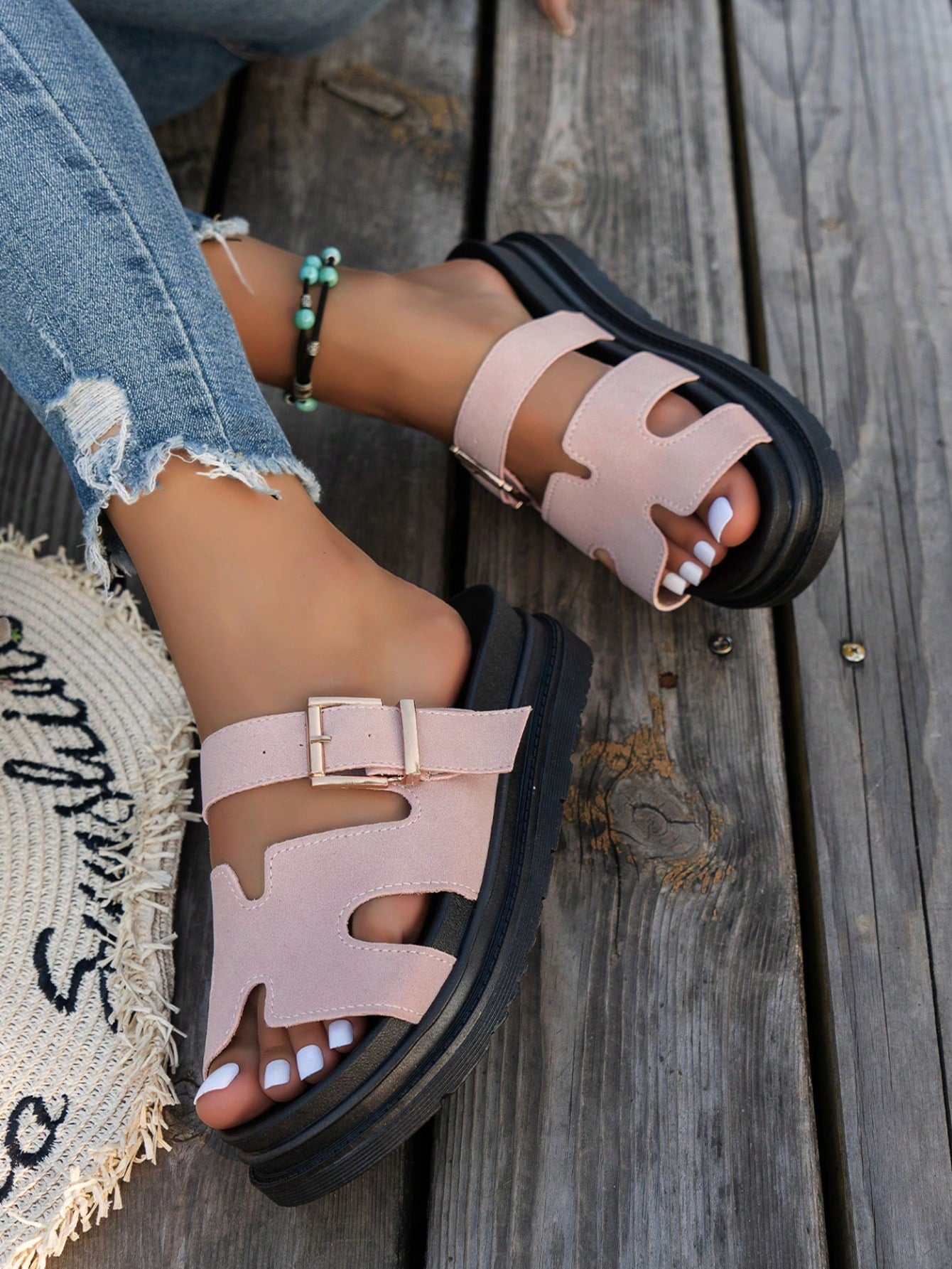 Summer New 2025 Fashion Versatile Sandals For Women Size 36-43, Plus Size Non-Slip Durable Casual Slides, Minimalist