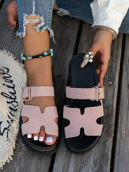 Summer New 2025 Fashion Versatile Sandals For Women Size 36-43, Plus Size Non-Slip Durable Casual Slides, Minimalist