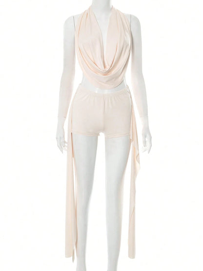 Summer Sexy Outing Party Bar Fitted Street Style Women's 2 Pieces Set Elegant