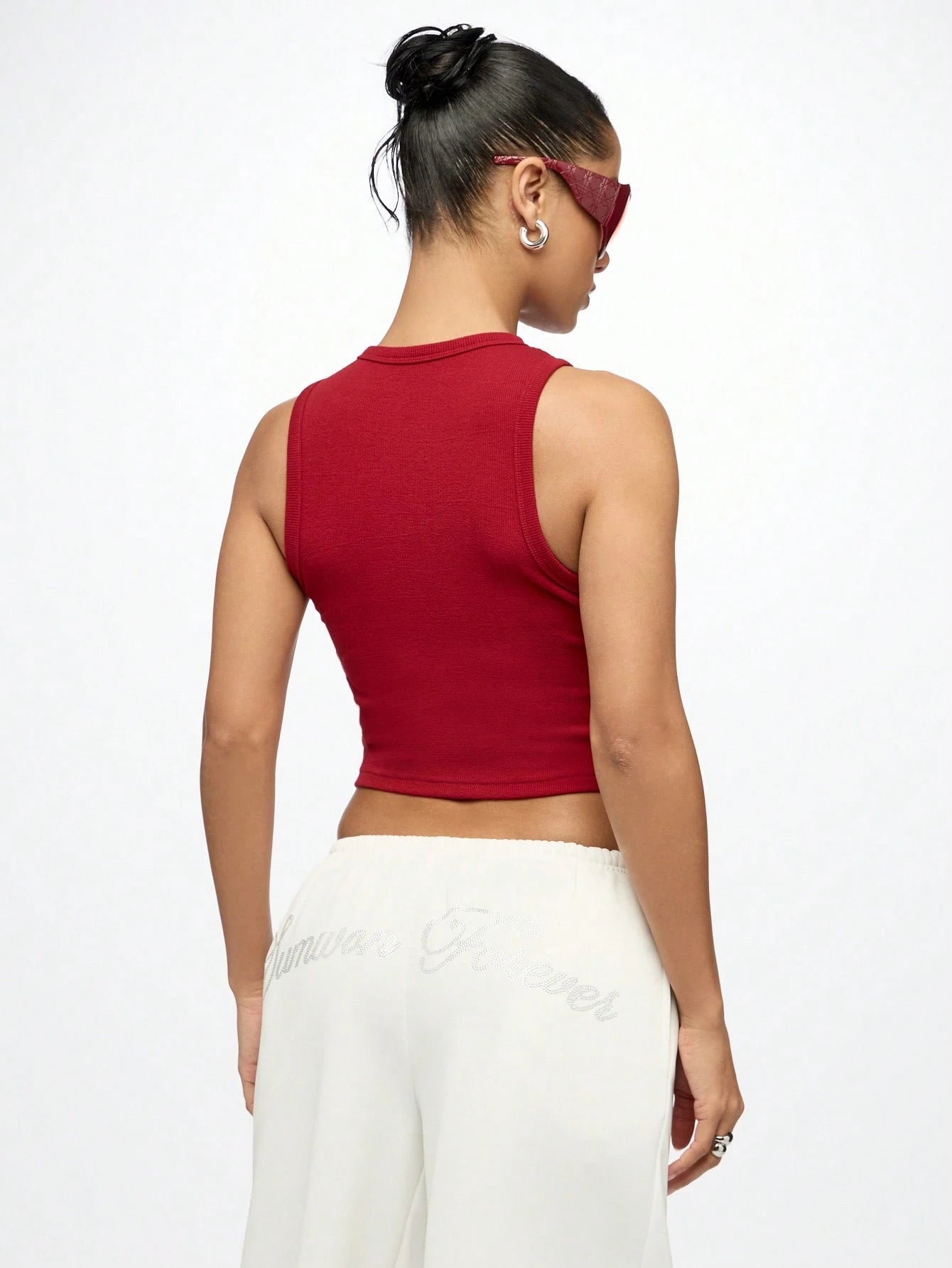 SUMWON WOMEN Athletic Sport Tank Top With Varsity Number Print 2 Sleeveless Ribbed Crop Workout Training Summer Fitness Tank