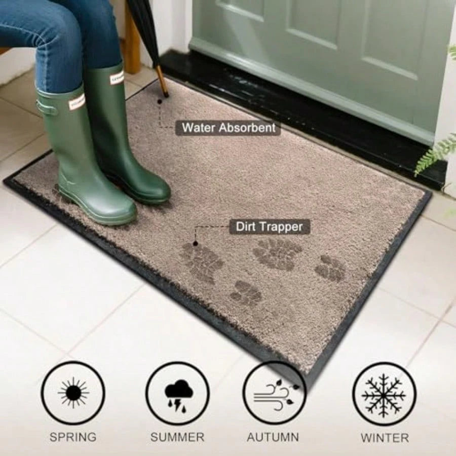 Super Absorbent Front Door Mat,, Non-Slip Washable Indoor Doormats, Low Profile Entryway Rug Outdoor, Dirt Resistant Welcome Mats For Front And Back Door Entrance
