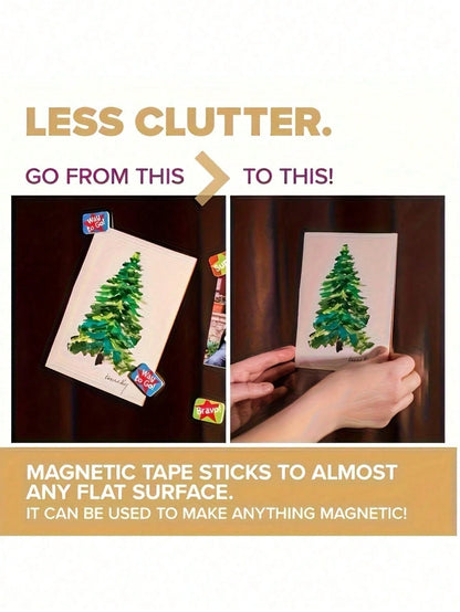 Super Strong Magnetic Tape- Easy To Cut, Easy To Attach To Refrigerator, Whiteboard And More, With High-Adhesion Rubber Strip, Premium Choice For Home Decor Accessories| Durable Rubber Magnetic Stic