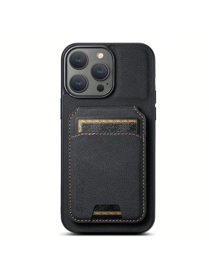 Suteni PU Leather Stand Phone Case Card Holder Wallet Phone Case Compatible With IPhone 17 Pro Max 16 Plus 15 14 13 12 11 For Galaxy S26 S25 Ultra S24 S23 S22 For Google Pixel 9 Pro XL 8A 7/Black/Bro