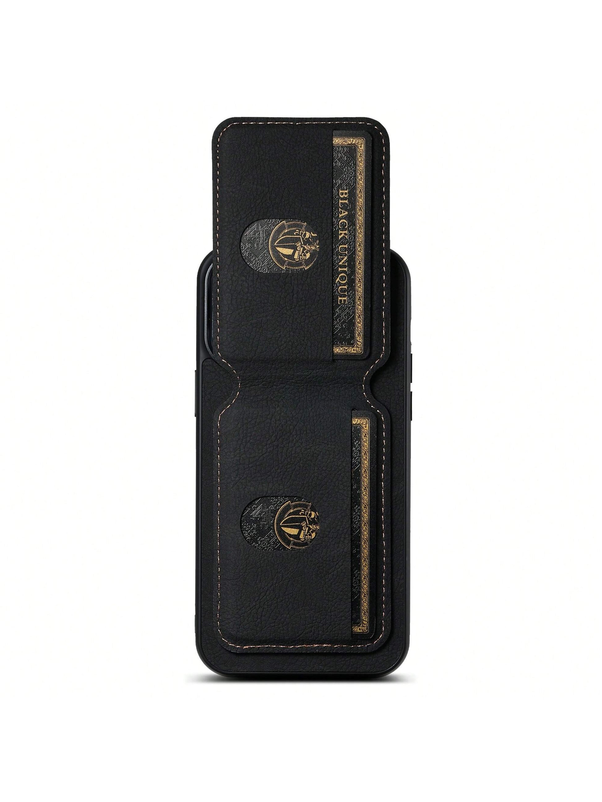 Suteni PU Leather Stand Phone Case Card Holder Wallet Phone Case Compatible With IPhone 17 Pro Max 16 Plus 15 14 13 12 11 For Galaxy S26 S25 Ultra S24 S23 S22 For Google Pixel 9 Pro XL 8A 7/Black/Bro