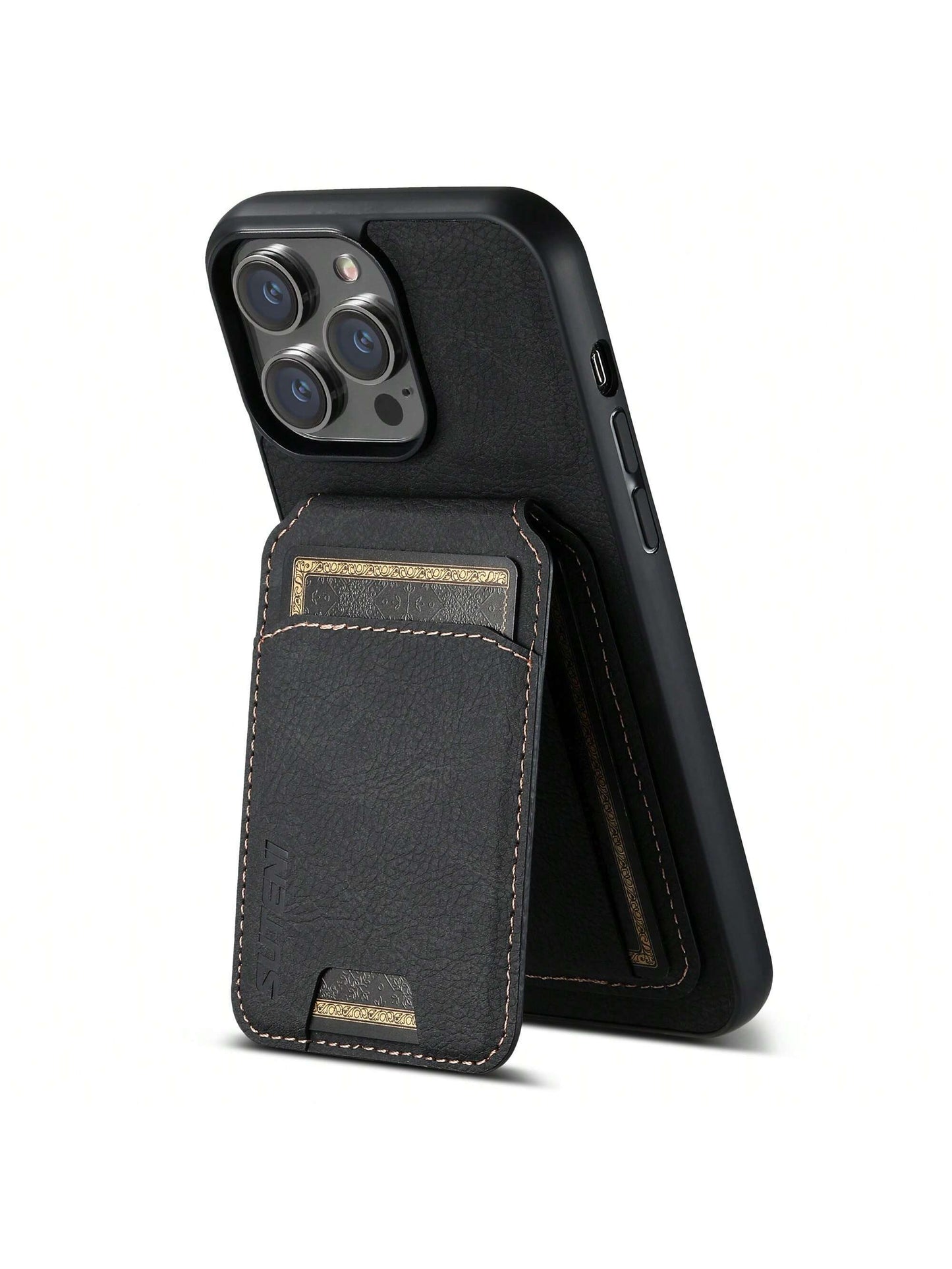 Suteni PU Leather Stand Phone Case Card Holder Wallet Phone Case Compatible With IPhone 17 Pro Max 16 Plus 15 14 13 12 11 For Galaxy S26 S25 Ultra S24 S23 S22 For Google Pixel 9 Pro XL 8A 7/Black/Bro