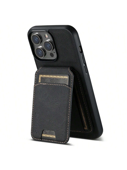 Suteni PU Leather Stand Phone Case Card Holder Wallet Phone Case Compatible With IPhone 17 Pro Max 16 Plus 15 14 13 12 11 For Galaxy S26 S25 Ultra S24 S23 S22 For Google Pixel 9 Pro XL 8A 7/Black/Bro