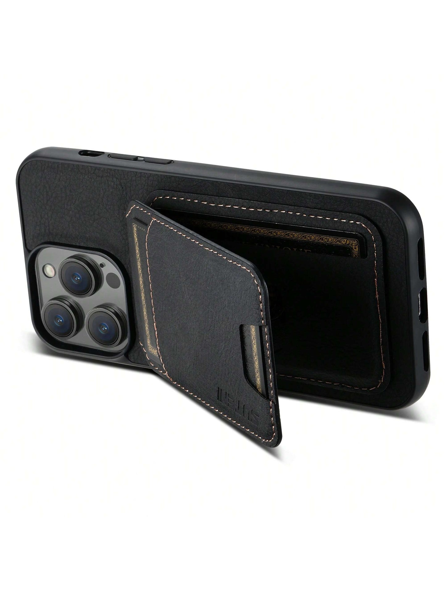 Suteni PU Leather Stand Phone Case Card Holder Wallet Phone Case Compatible With IPhone 17 Pro Max 16 Plus 15 14 13 12 11 For Galaxy S26 S25 Ultra S24 S23 S22 For Google Pixel 9 Pro XL 8A 7/Black/Bro