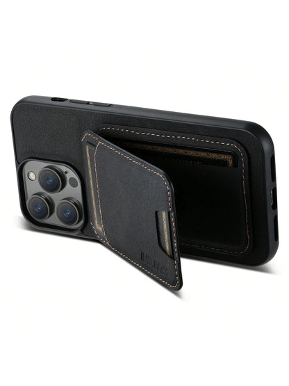 Suteni PU Leather Stand Phone Case Card Holder Wallet Phone Case Compatible With IPhone 17 Pro Max 16 Plus 15 14 13 12 11 For Galaxy S26 S25 Ultra S24 S23 S22 For Google Pixel 9 Pro XL 8A 7/Black/Bro
