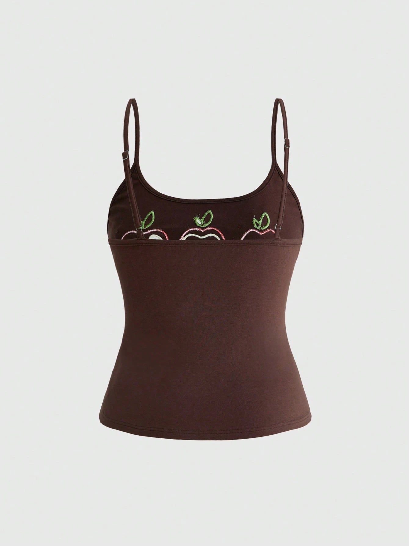 Sweetness Millennium Vintage Spring/Summer Basic Versatile Apple Embroidered Floral Button Decor Plus Size Camisole Top