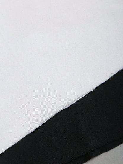 Sweetra 2pcs/Set New Summer Asymmetrical Shoulder Casual Loose Comfortable Commuting Fashionable Versatile Short Sleeve White And T-Shirts