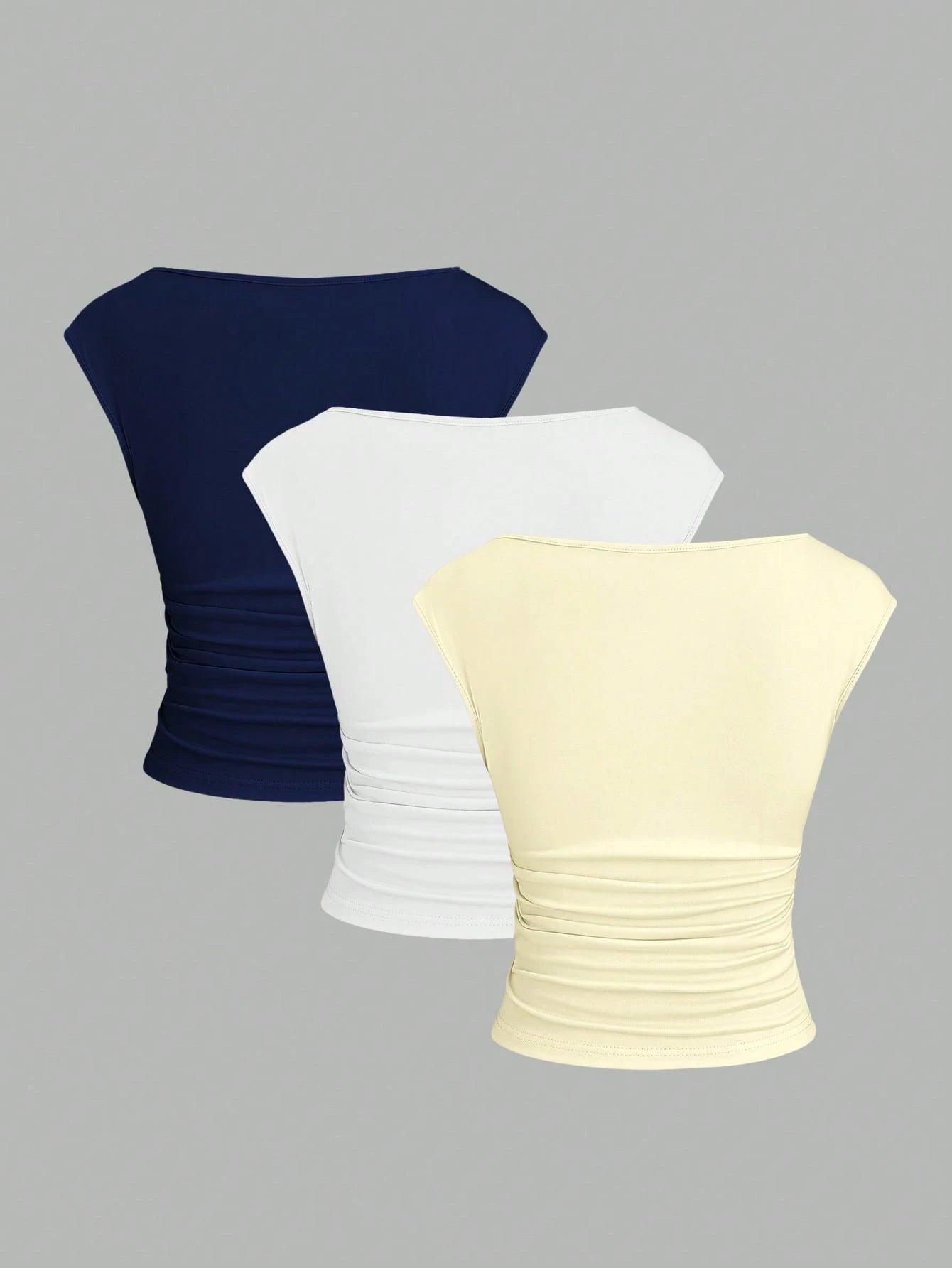 Sweetra 3pcs/Set Sexy Backless Breathable Moisture-Wicking Fitted Short Sleeve Top/T-Shirt For Women