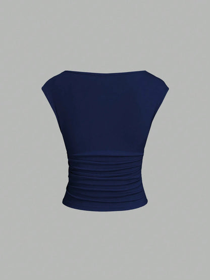 Sweetra 3pcs/Set Sexy Backless Breathable Moisture-Wicking Fitted Short Sleeve Top/T-Shirt For Women