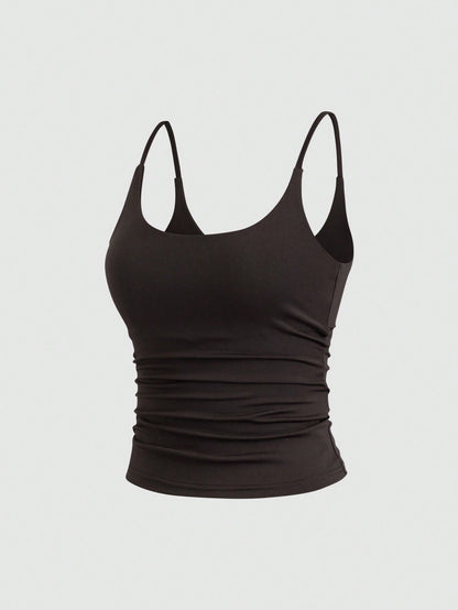 Sweetra 3pcs/Set Women's Spaghetti Strap Square Neck Cami Tops,Black And White,Summer,Basics,Everyday Versatile Casual Daily Camisole Tank Tops 3 Pack