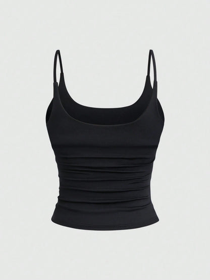 Sweetra 3pcs/Set Women's Spaghetti Strap Square Neck Cami Tops,Black And White,Summer,Basics,Everyday Versatile Casual Daily Camisole Tank Tops 3 Pack