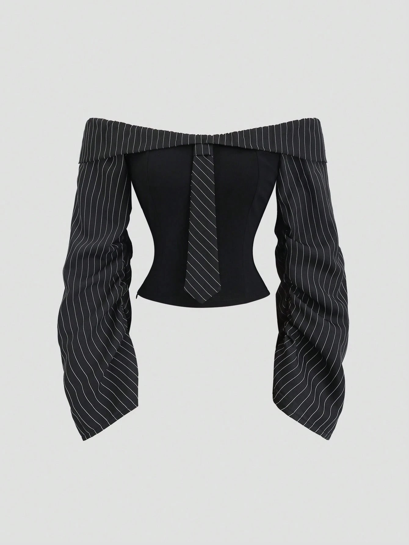 Sweetra Gothic Style Asymmetrical Ruffle Long Sleeve Off-Shoulder Sexy Slim Fit Party Blouse For Women, Autumn