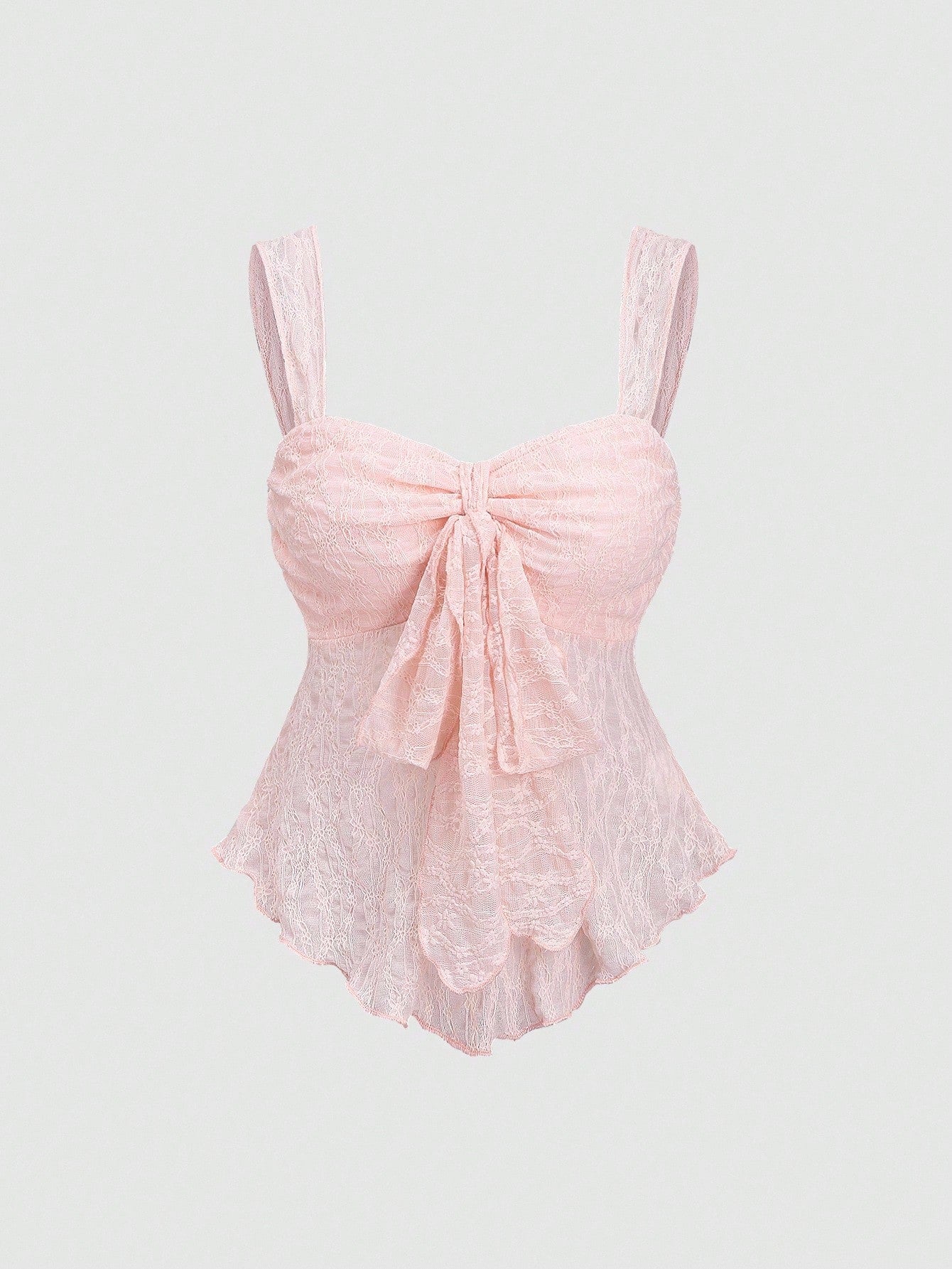 Sweetra New Spring/Summer Wide Strap Bow Textured Fabric Top, Sweet & Fashionable, Suitable For Daily Wear