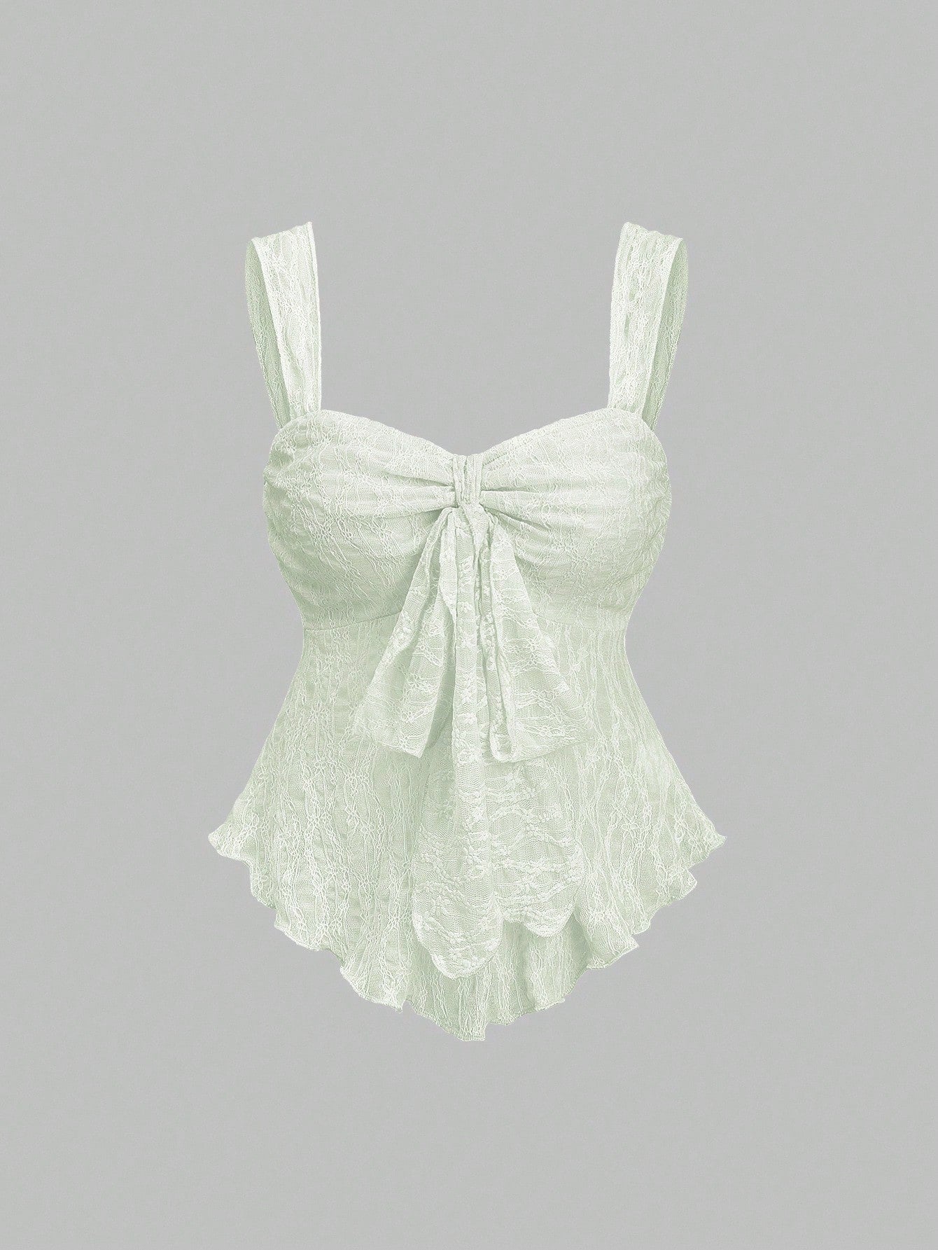 Sweetra New Spring/Summer Wide Strap Bow Textured Fabric Top, Sweet & Fashionable, Suitable For Daily Wear