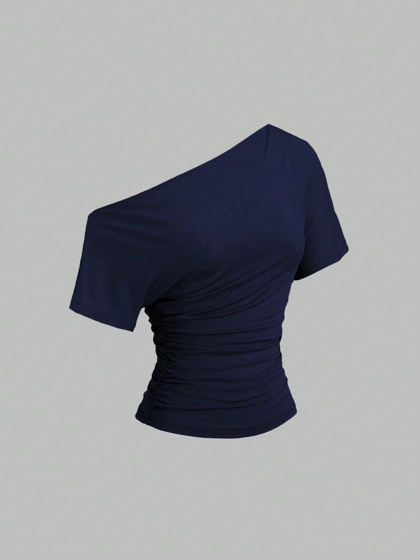 Sweetra New Spring/Summer Women's Stylish High Street Chic Asymmetric Shoulder Slim Fit Comfortable Casual T-Shirt