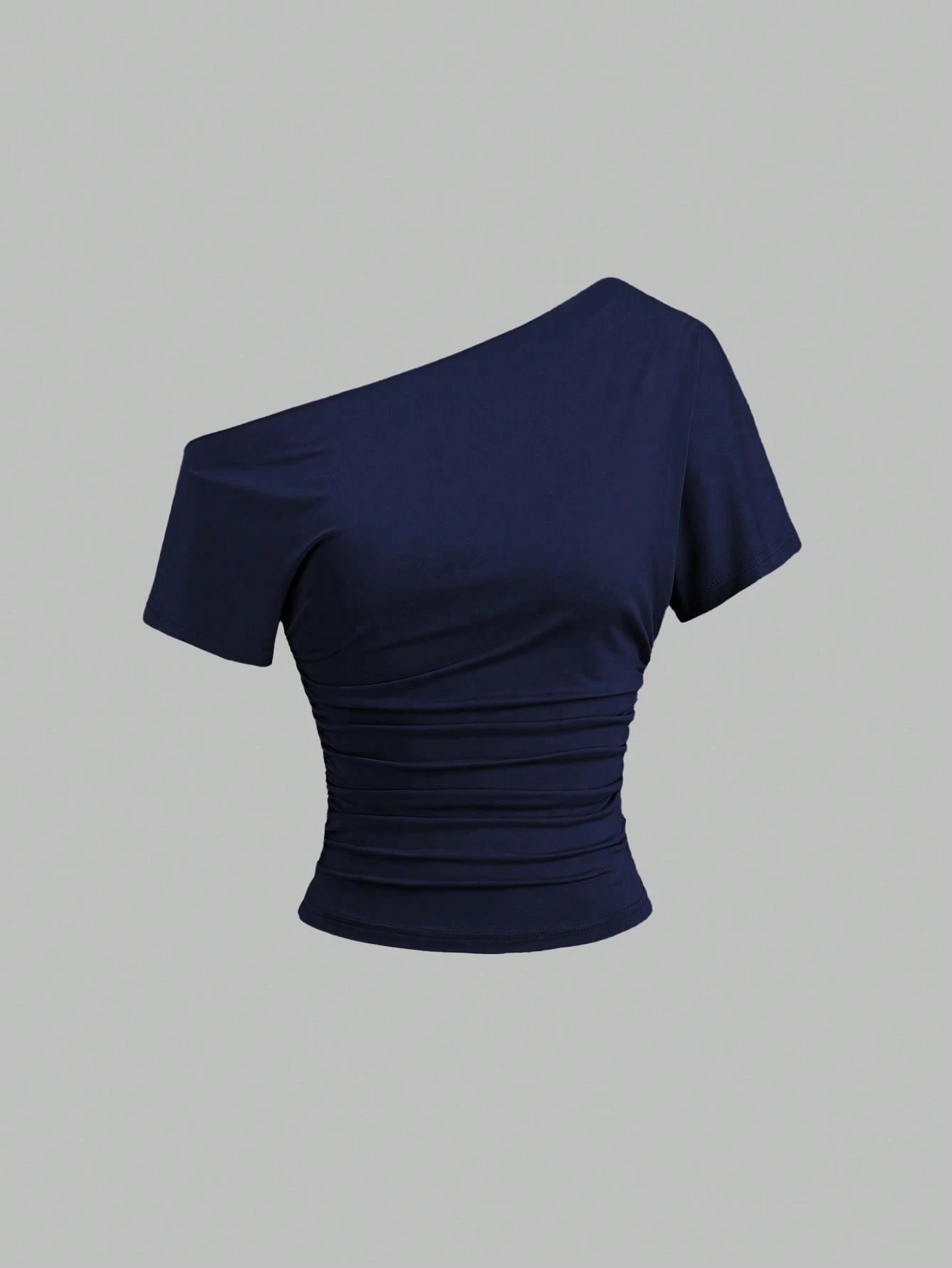 Sweetra New Spring/Summer Women's Stylish High Street Chic Asymmetric Shoulder Slim Fit Comfortable Casual T-Shirt