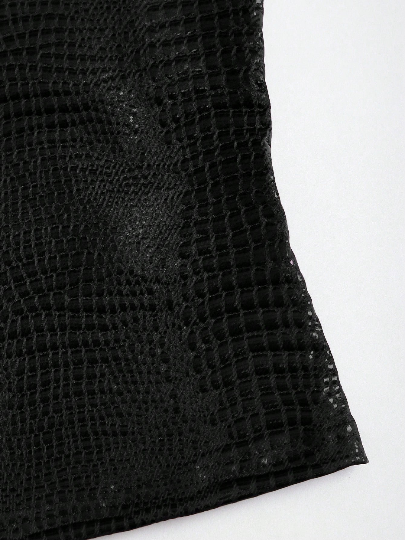 Sweetra New Stylish Burgundy Crocodile Embossed PU Coated Elastic Streetwear Party Clubwear Commuter Everyday Fitted Tank Top For Women, Spring/Summer