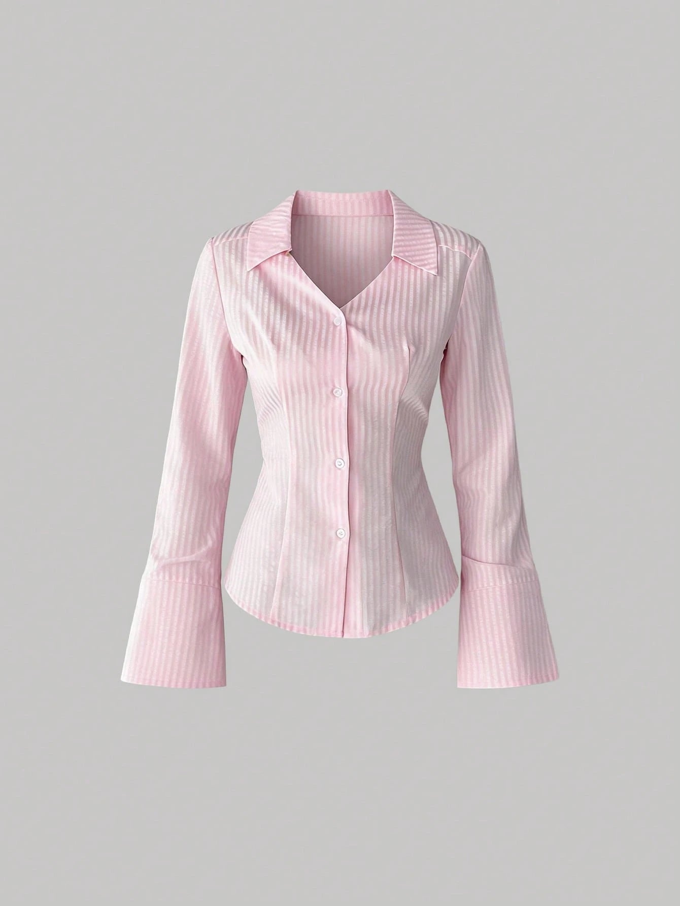 Sweetra Women Striped Print Front Button Casual Long Sleeve Shirt,Long Sleeve Tops Fall Cloth For Women