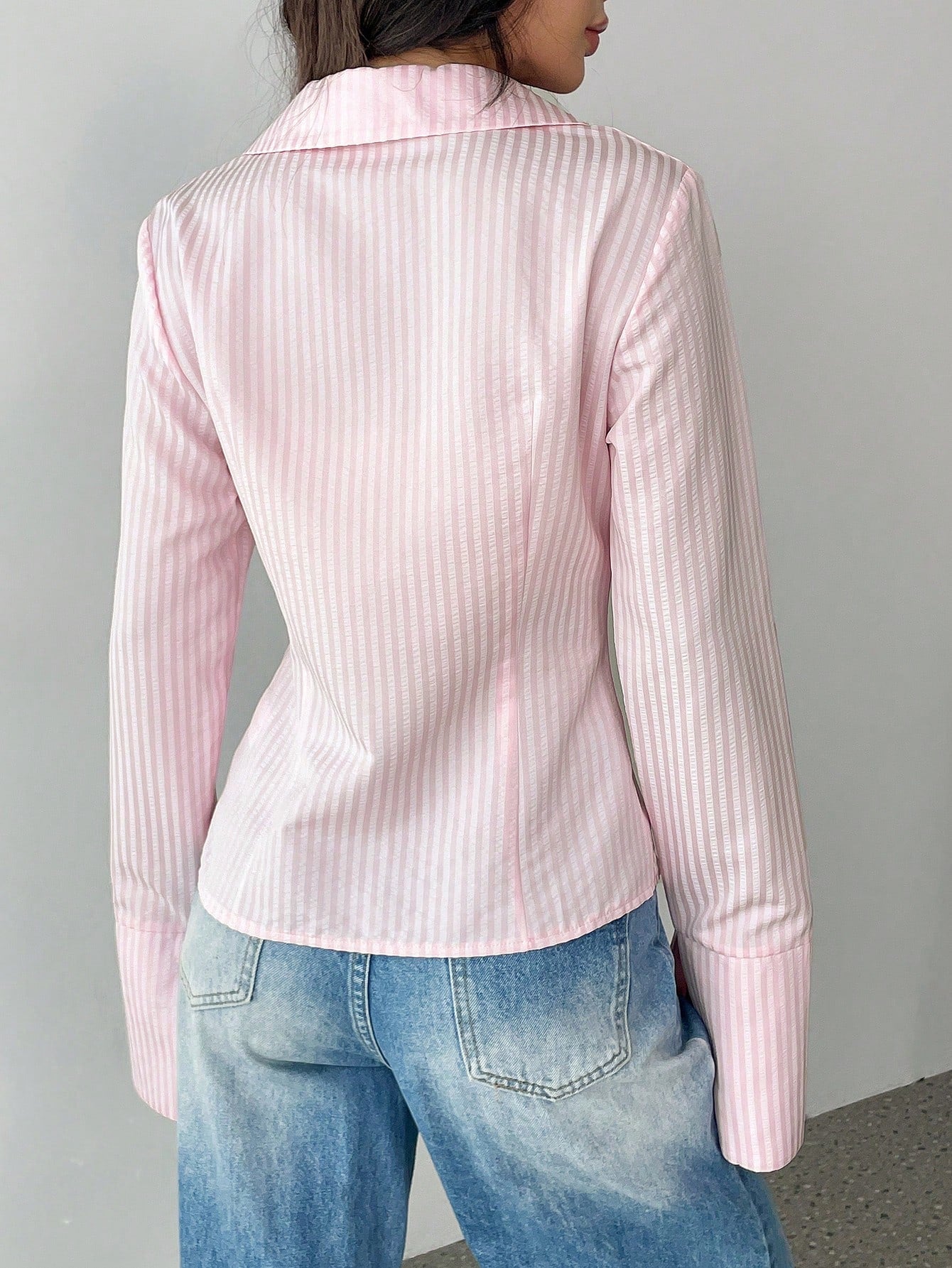 Sweetra Women Striped Print Front Button Casual Long Sleeve Shirt,Long Sleeve Tops Fall Cloth For Women