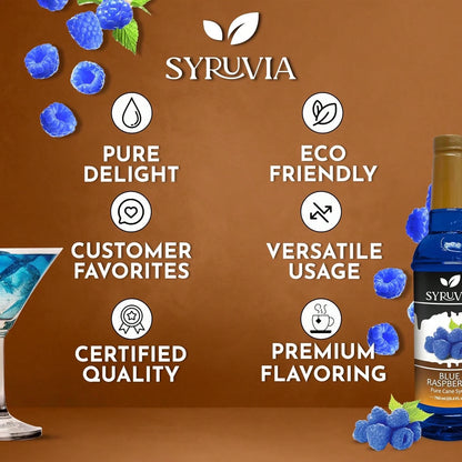 Syruvia Blue Raspberry Syrup 25.40 Ounces Blue Raspberry Flavoring Syrup