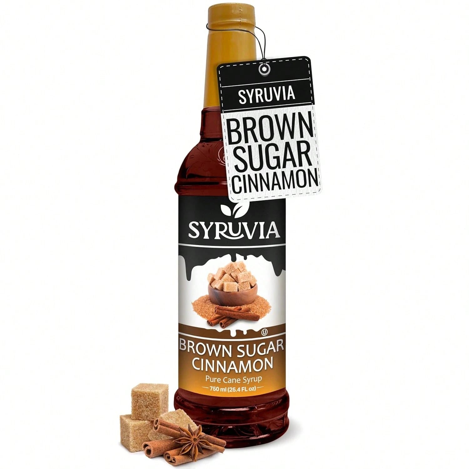 Syruvia Brown Sugar Cinnamon Syrup For Coffee 25.4 Ounces Brown Sugar Cinnamon Coffee Syrup Flavor