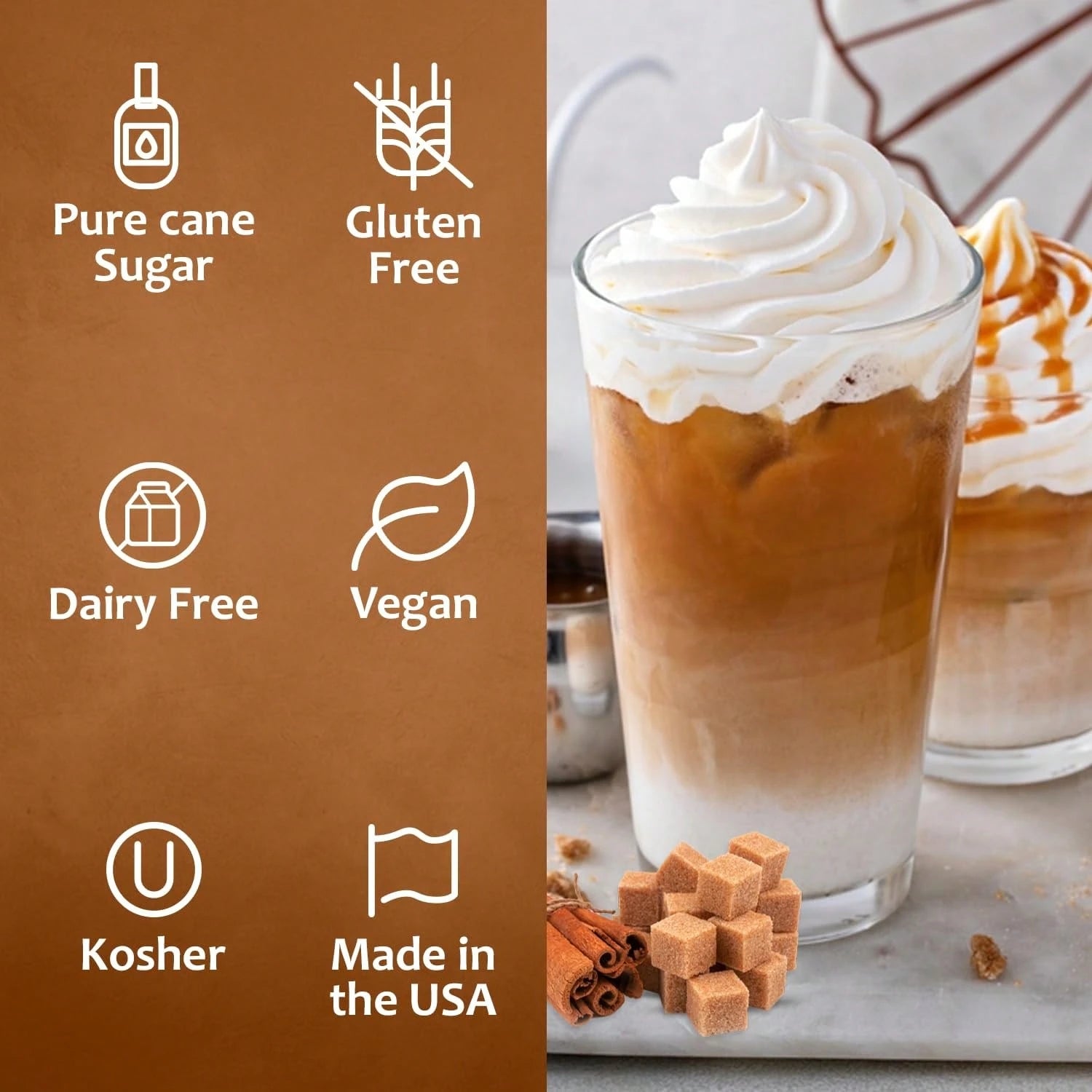 Syruvia Brown Sugar Cinnamon Syrup For Coffee 25.4 Ounces Brown Sugar Cinnamon Coffee Syrup Flavor