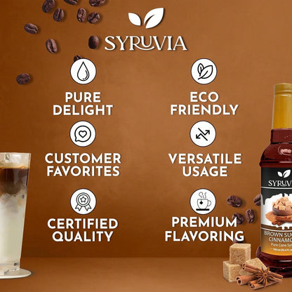 Syruvia Brown Sugar Cinnamon Syrup For Coffee 25.4 Ounces Brown Sugar Cinnamon Coffee Syrup Flavor