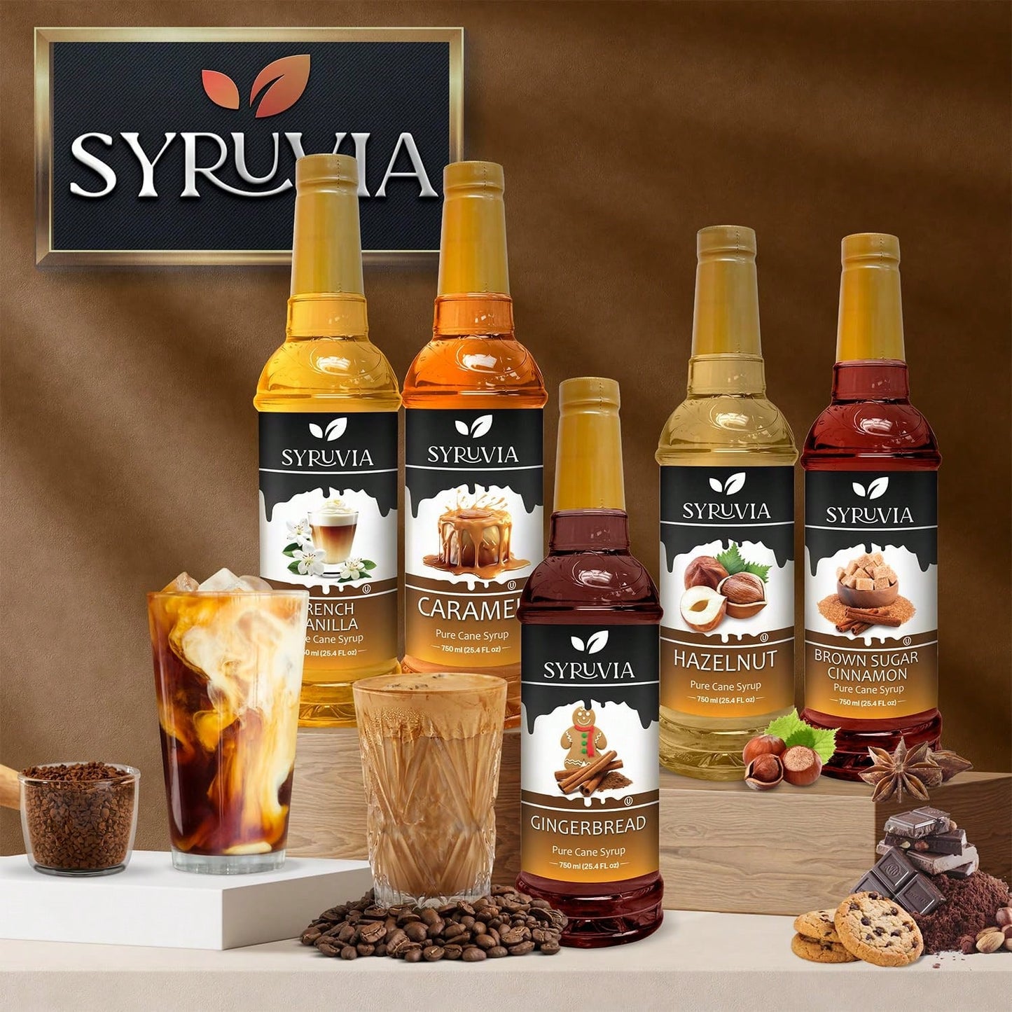Syruvia Brown Sugar Cinnamon Syrup For Coffee 25.4 Ounces Brown Sugar Cinnamon Coffee Syrup Flavor