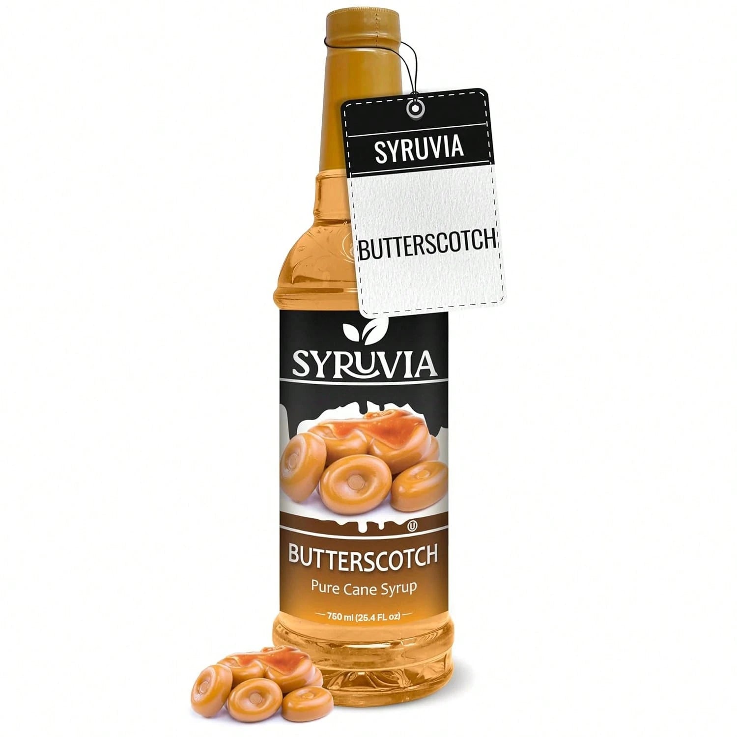 Syruvia Butterscotch Coffee Syrup- 25.4 Fl Oz. Premium Coffee Flavoring Syrup. Kosher, And Gluten-Free. Perfect For Enhancing Drinks, Sodas, Shakes, Desserts, And More.